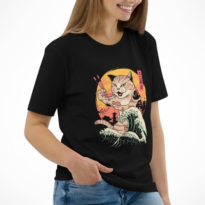 T-shirt Japonais Kaiju Neko Sushi