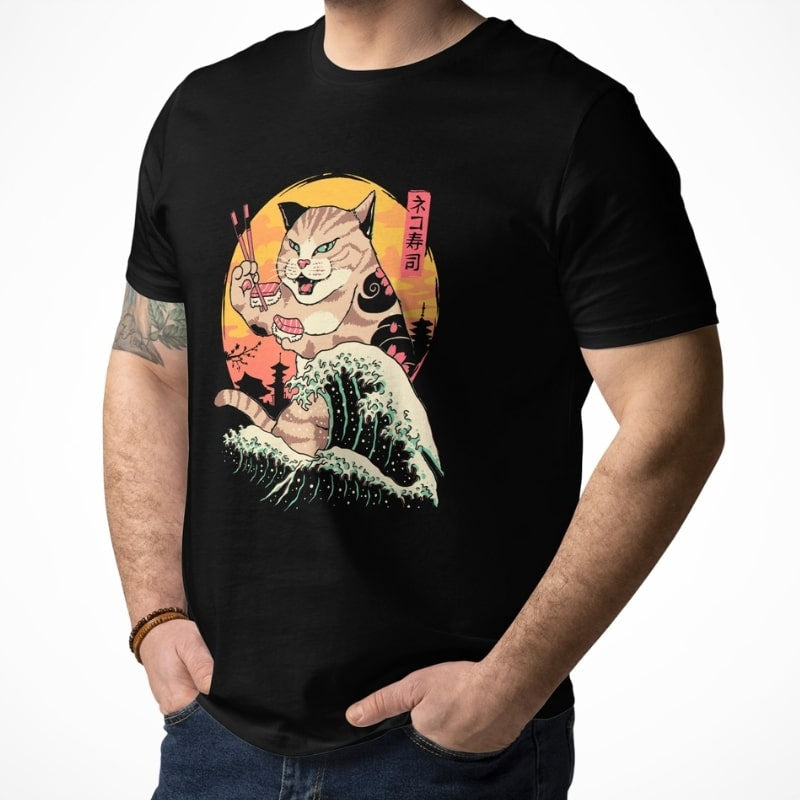 T-shirt Japonais Kaiju Neko Sushi