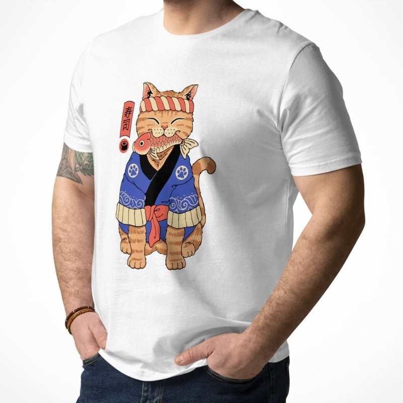 T-shirt Japonais Neko Maître Sushi