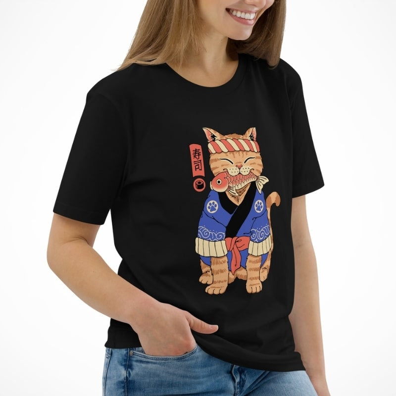 T-shirt Japonais Neko Maître Sushi