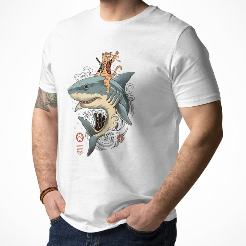 T-shirt Japonais Neko Requin