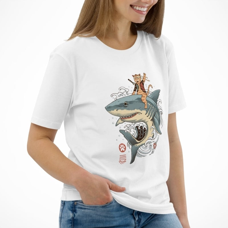 T-shirt Japonais Neko Requin