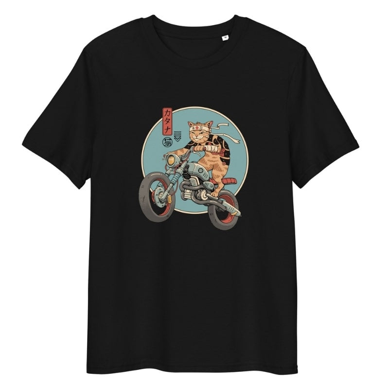 T-shirt Japonais Neko Rider - S / Noir