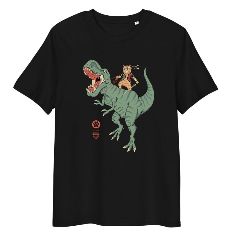 T-shirt Japonais Neko T-Rex - S / Noir