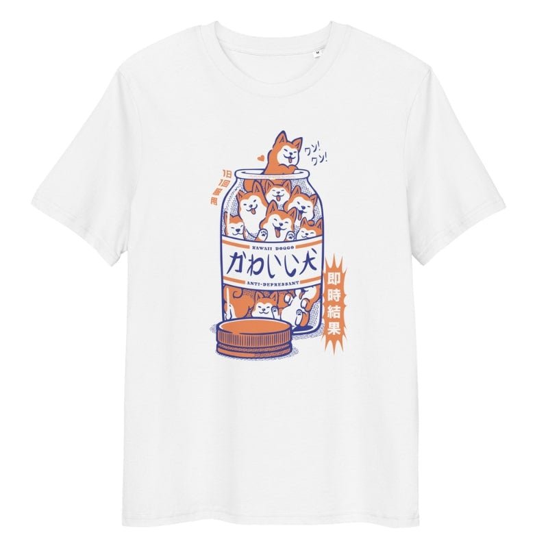 T-shirt Japonais Shiba Anti-Dépresseur - S / Blanc