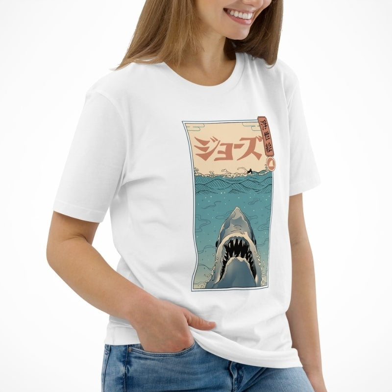 T-shirt Japonais Ukiyo-e Attaque de Requin