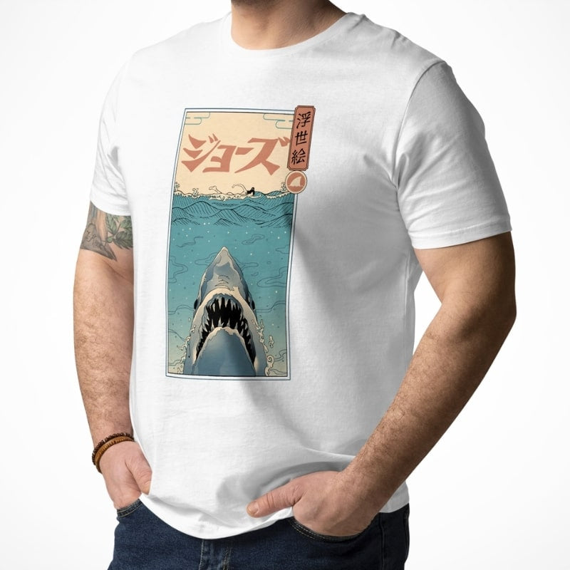 T-shirt Japonais Ukiyo-e Attaque de Requin