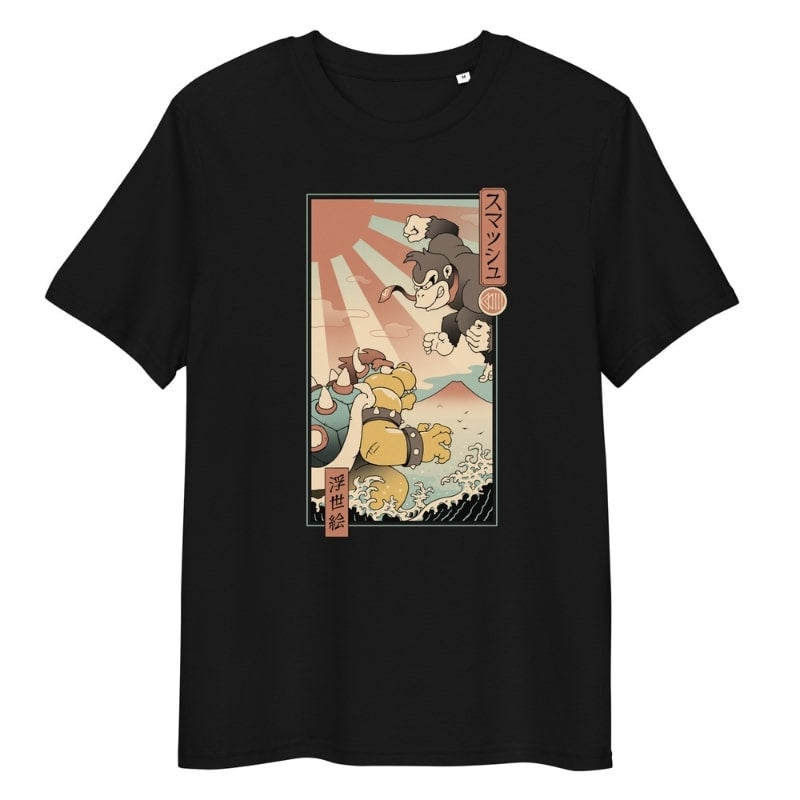 T-shirt Japonais Ukiyo-e Kaiju Smash - S / Noir