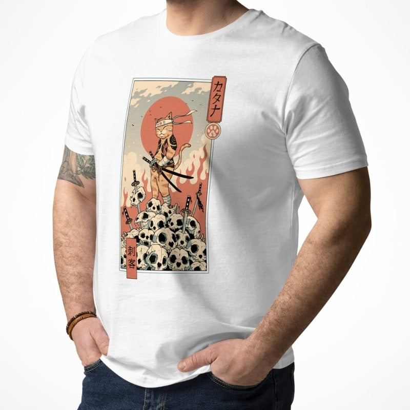 T-shirt Japonais Ukiyo-e Neko Assassin