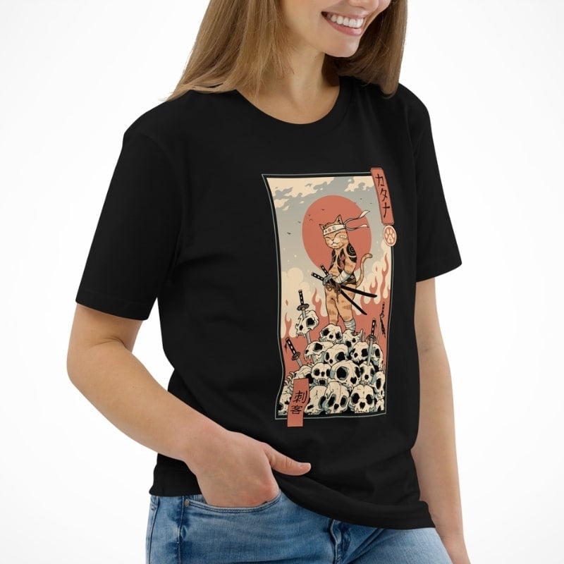 T-shirt Japonais Ukiyo-e Neko Assassin