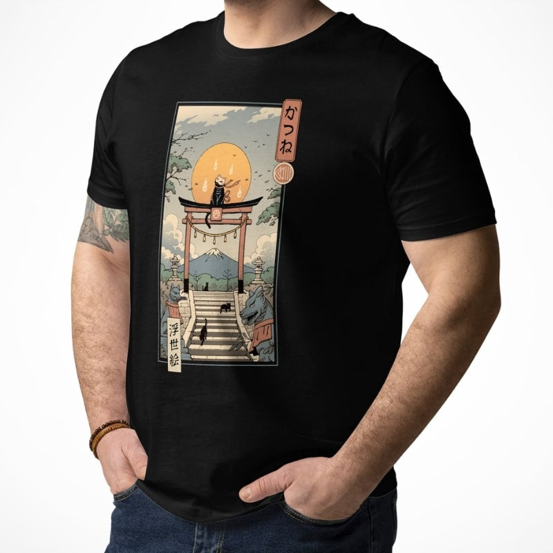 T-shirt Japonais Ukiyo-e Neko Inari