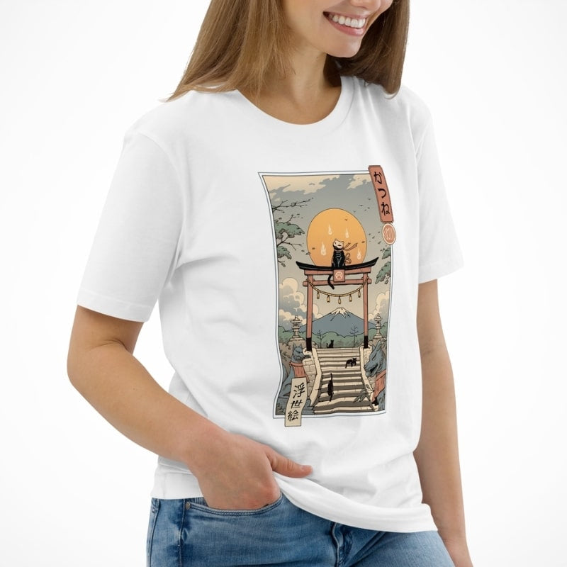 T-shirt Japonais Ukiyo-e Neko Inari