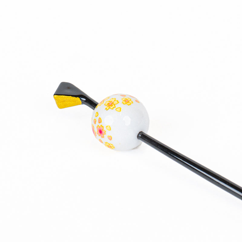 Tama Kanzashi Japonais Ukidama Blanc