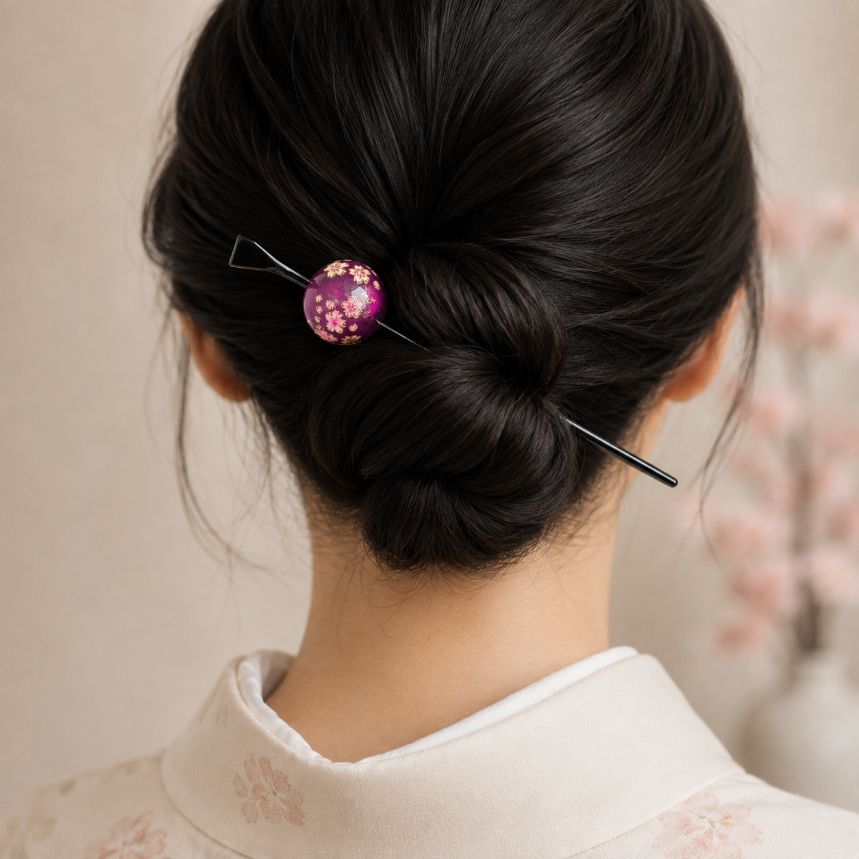 Tama Kanzashi Japonais Ukidama Violet