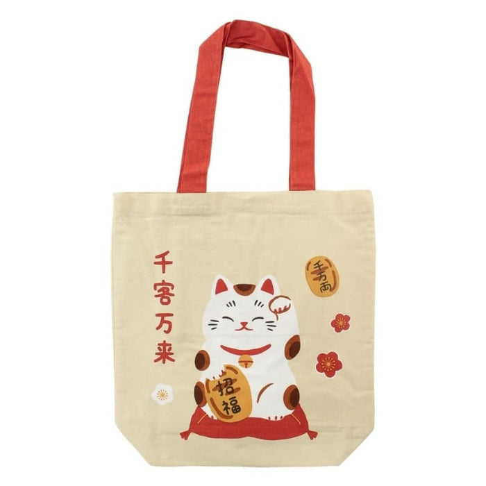 Tote Bag Japonais Maneki Neko Ivoire