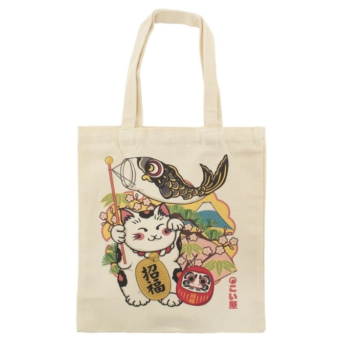 Tote Bag Japonais Ivoire Maneki Neko
