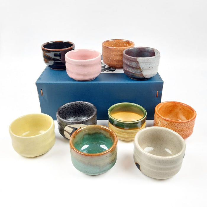 Service à Saké Japonais En Céramique 6 Pièces - Tasses Et Pot Vintage Pour Dégustation