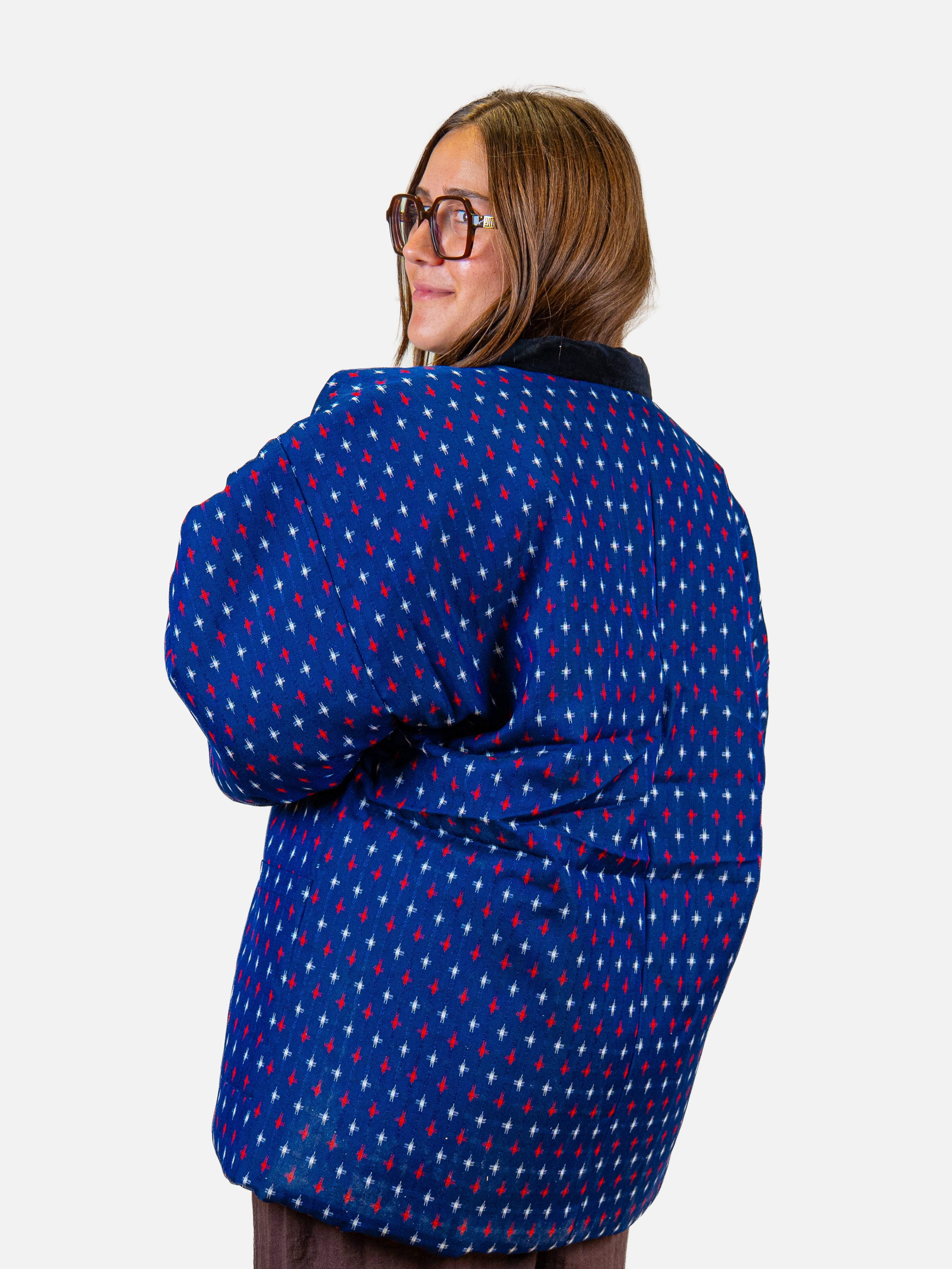 Veste Hanten Femme Bleue Kasuri