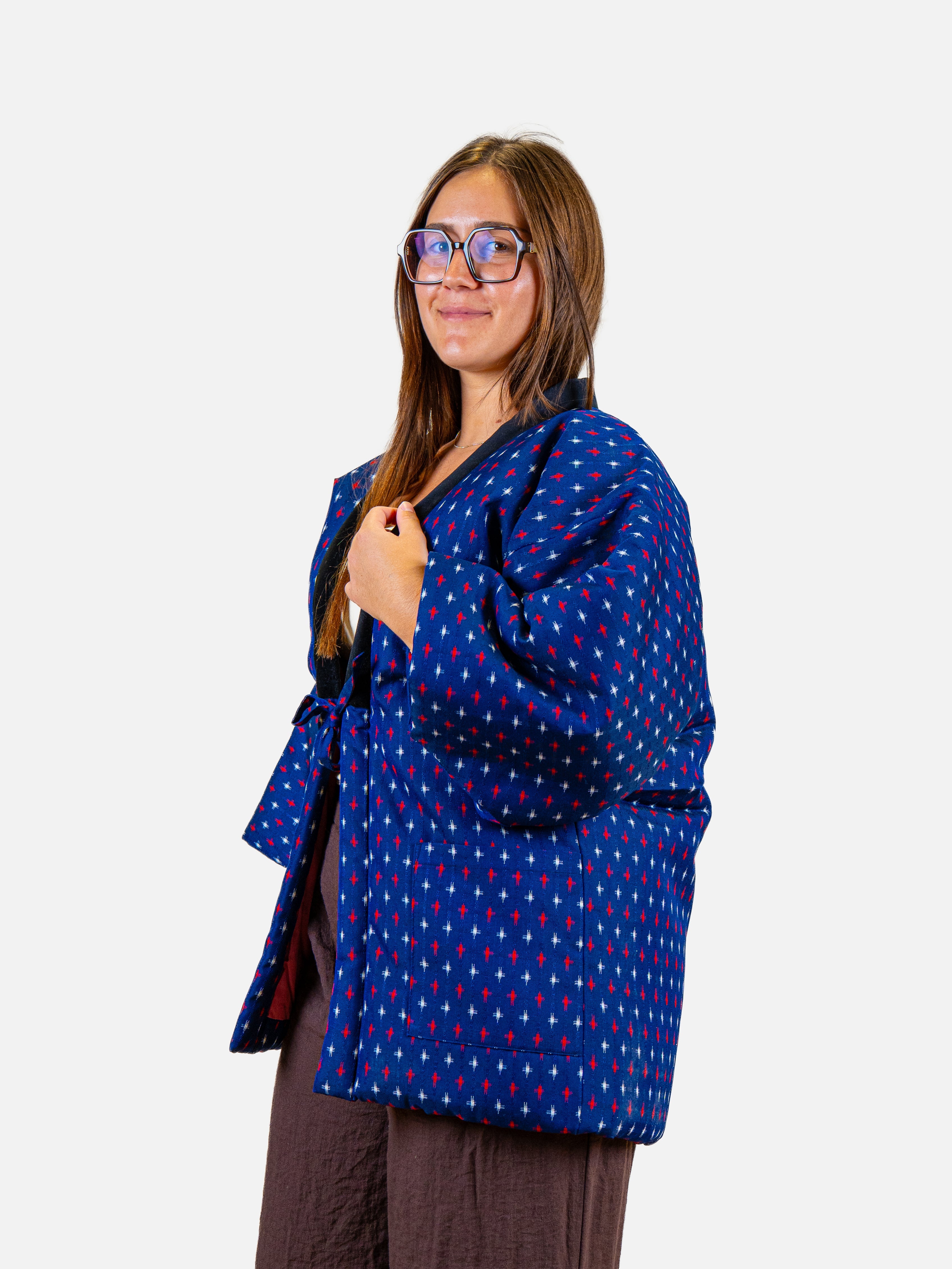 Veste Hanten Femme Bleue Kasuri