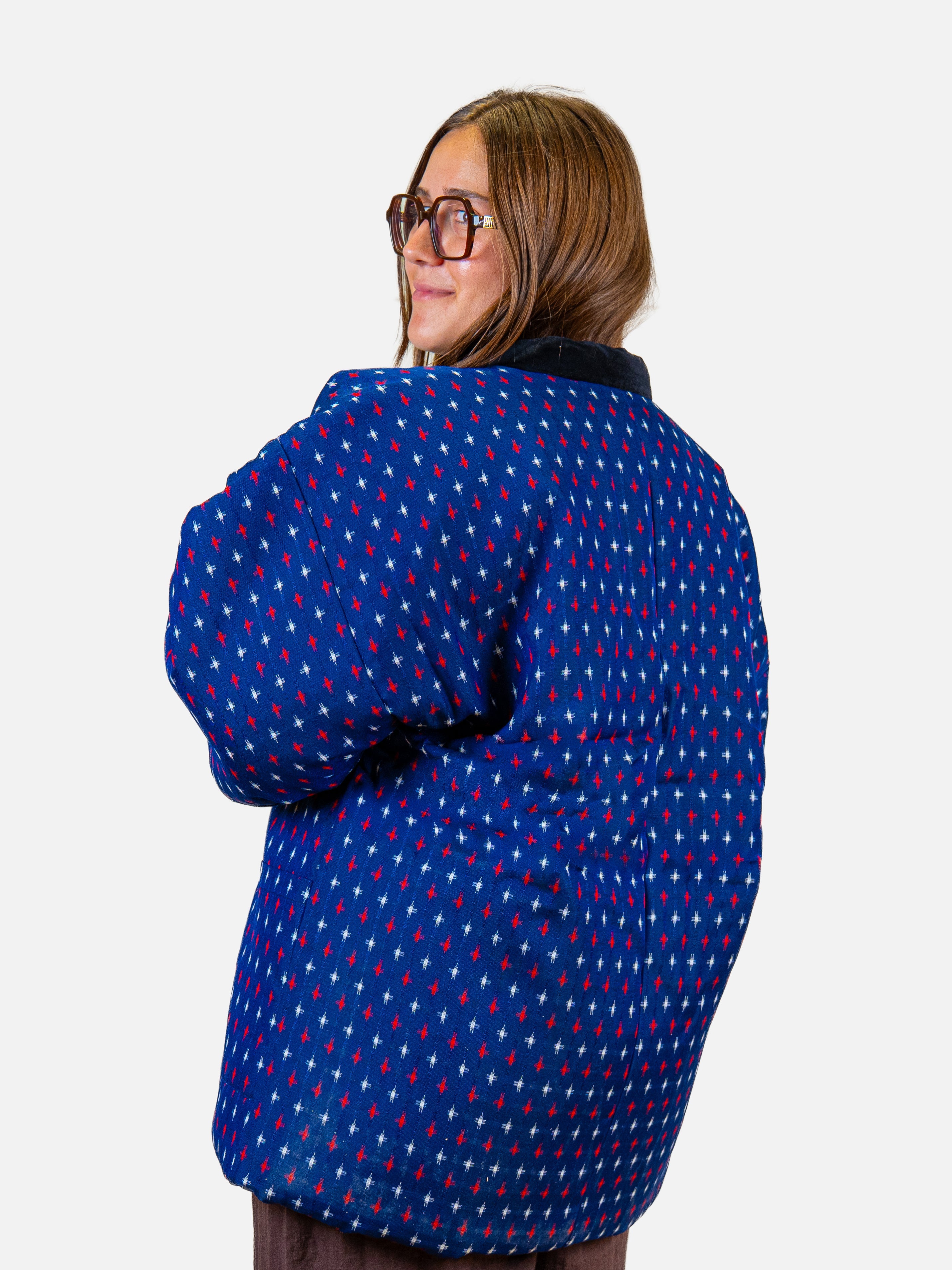 Veste Hanten Femme Bleue Kasuri