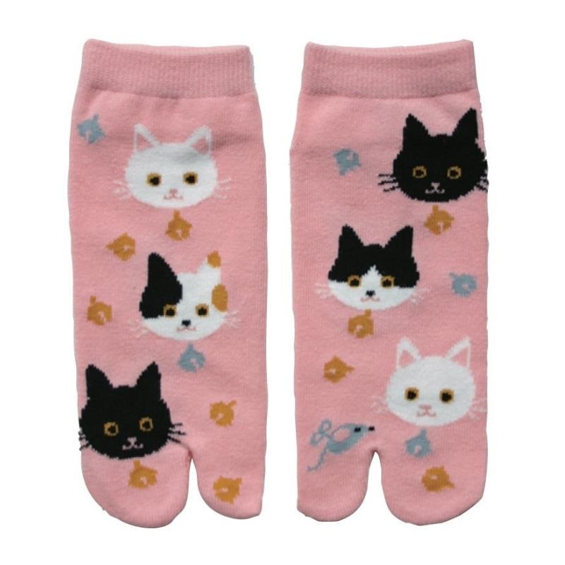 Chaussettes Tabi Japonaises Motifs Chats – Taille 35-39, En Coton, Confortables Et Mignonnes