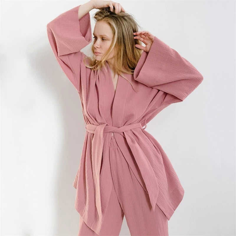 Ensemble Pyjama Femme Kimono - Rose / S