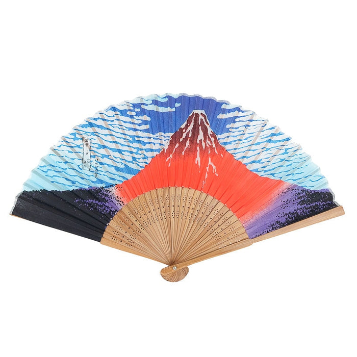 Éventail Japonais Mont Fuji Rouge