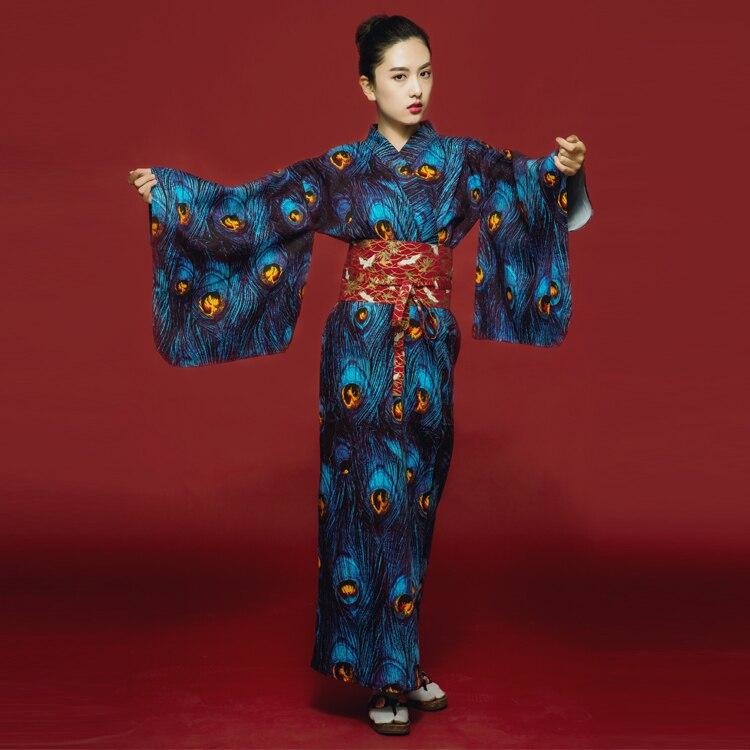 Kimono Japonais Femme - Plumes de Paon