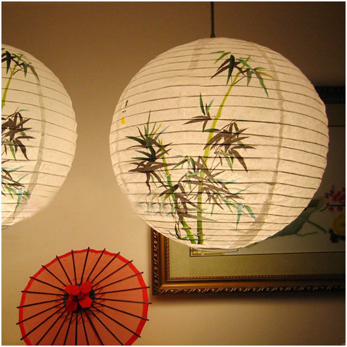 Lampe Japonaise en Papier Motif Bambou