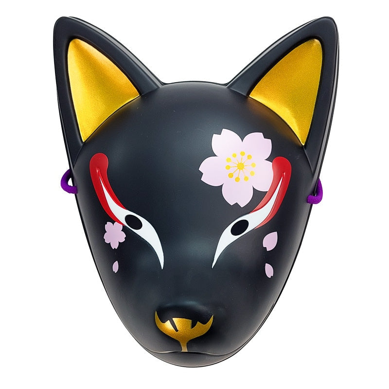 Masque Renard Japonais Traditionnel Noir