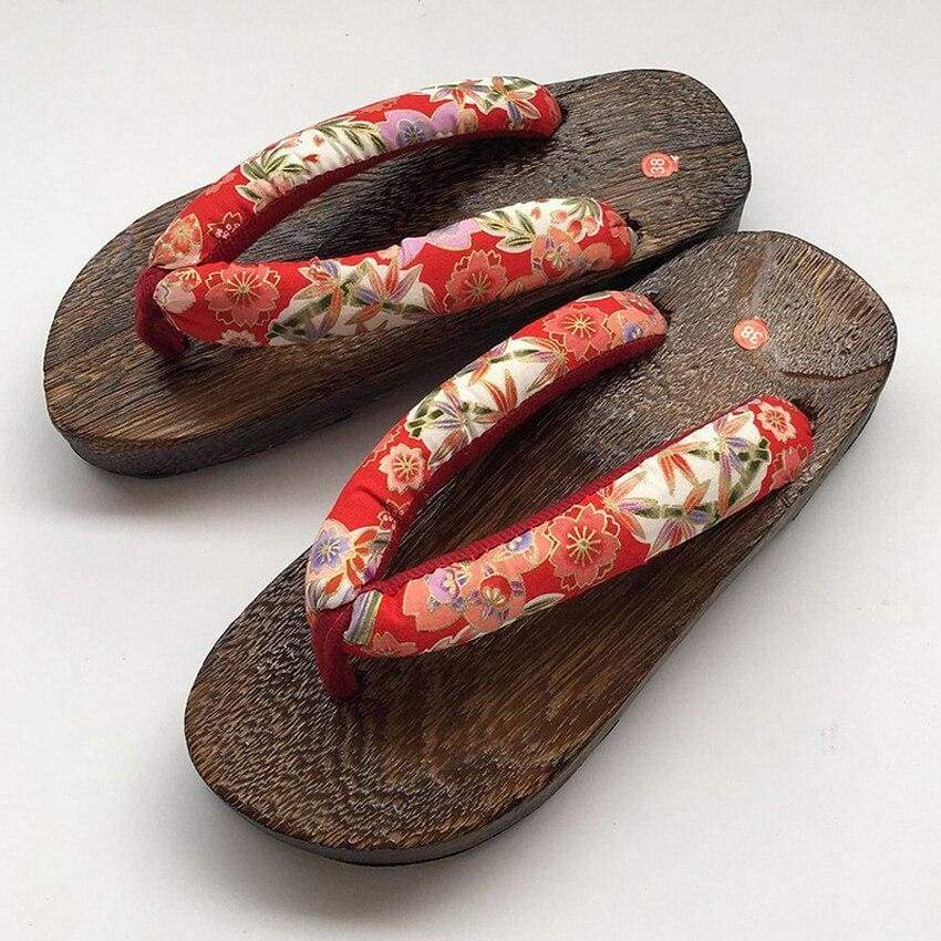 Sandales Japonaises Geta Femme - Hayazaki - Rouge / 37