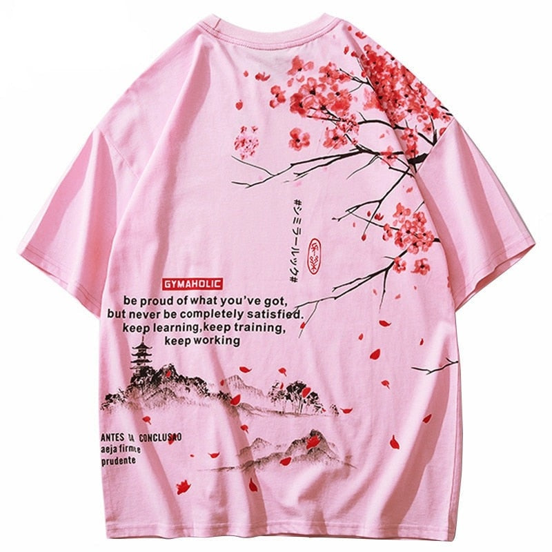 T-shirt Paysage Japonais - Rose / S