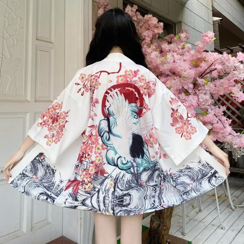 Veste Kimono Femme Japan Style - Blanc / Unique