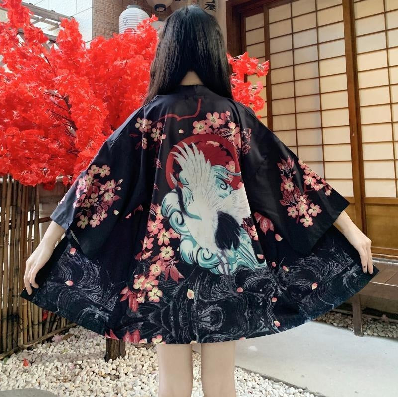 Veste Kimono Femme Japan Style - Noir / Unique