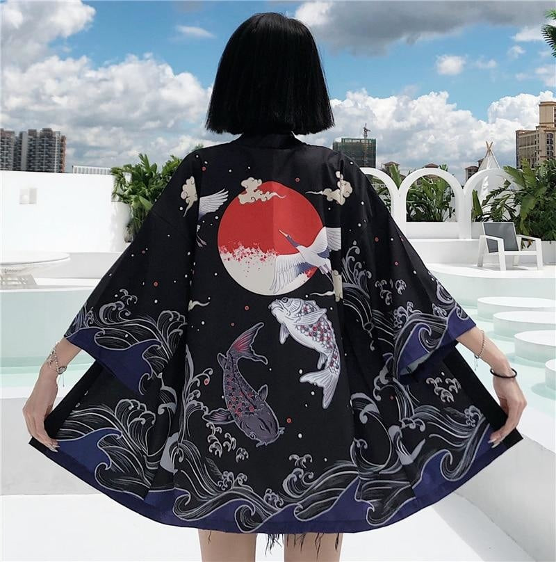 Veste Kimono Femme Misao - Noir / Unique