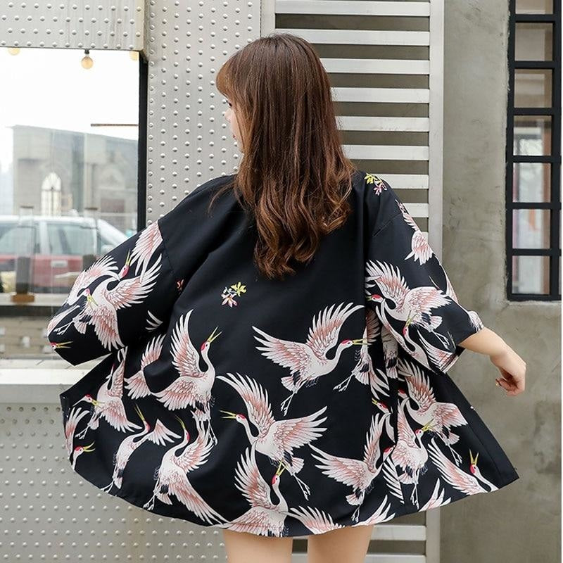 Veste Kimono Femme Oiseaux - Unique