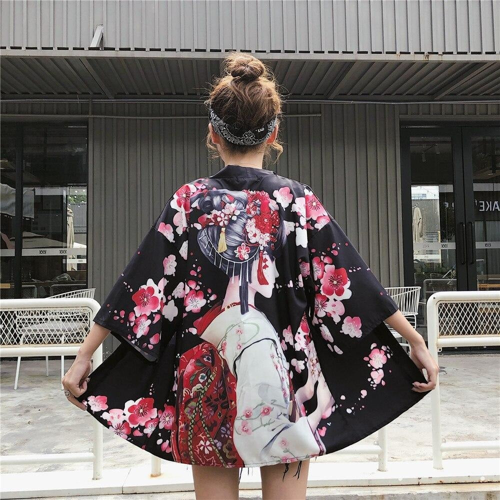 Veste Kimono Geisha - Femme - Noir / Unique