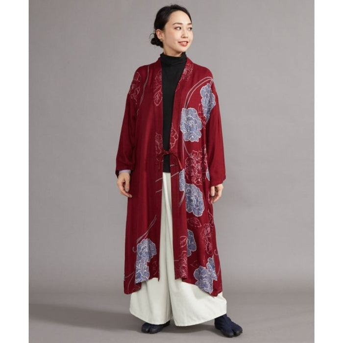 Veste Japonaise Longue Femme Rouge
